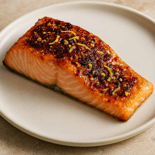 Honungsglaserad lax med chili crisp och citron