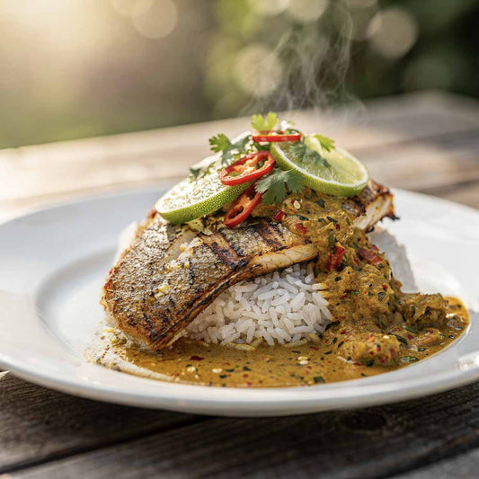 Grillad Red Snapper med Asiatisk Curry-Sås